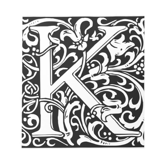 Letter K Medieval Monogram Art Nouveau Notizblock (Vorderseite)