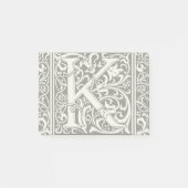Letter K Medieval Monogram Art Nouveau Post-it Klebezettel (Vorderseite)