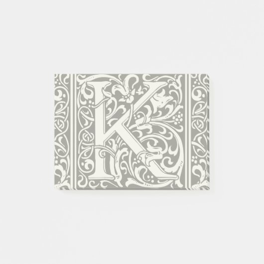 Letter K Medieval Monogram Art Nouveau Post-it Klebezettel (Vorderseite)