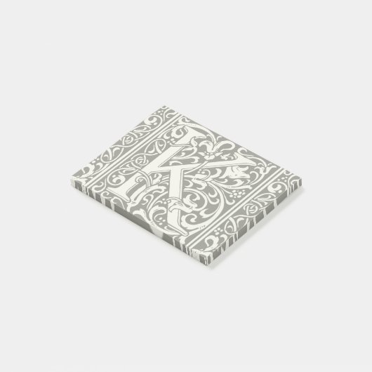 Letter K Medieval Monogram Art Nouveau Post-it Klebezettel (angewinkelt)