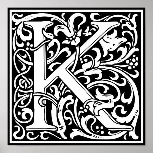 Letter K Medieval Monogram Art Nouveau Poster (Vorne)