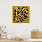 Letter K Medieval Monogram Art Nouveau Poster (Küche)