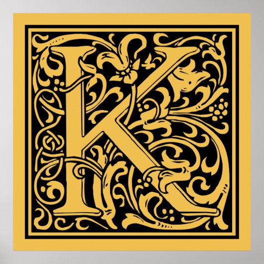 Letter K Medieval Monogram Art Nouveau Poster (Vorne)