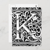 Letter K Medieval Monogram Art Nouveau Postkarte (Vorne/Hinten)