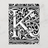 Letter K Medieval Monogram Art Nouveau Postkarte (Vorderseite)
