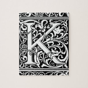 Letter K Medieval Monogram Art Nouveau Puzzle