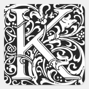 Letter K Medieval Monogram Art Nouveau Quadratischer Aufkleber