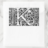 Letter K Medieval Monogram Art Nouveau Rechteckiger Aufkleber (Tasche)