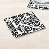 Letter K Medieval Monogram Art Nouveau Rechteckiger Pappuntersetzer (angewinkelt)