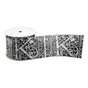 Letter K Medieval Monogram Art Nouveau Satinband