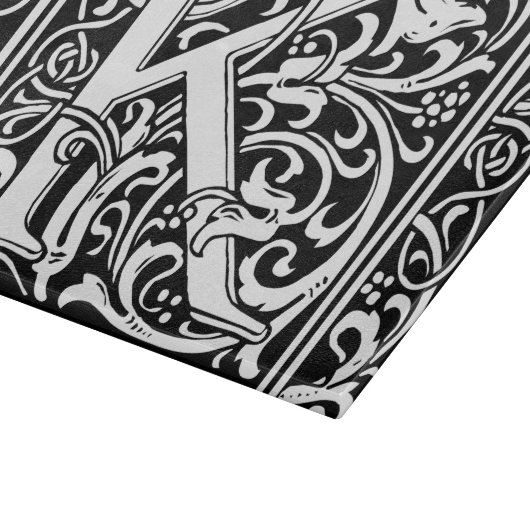Letter K Medieval Monogram Art Nouveau Schneidebrett (Ecke)