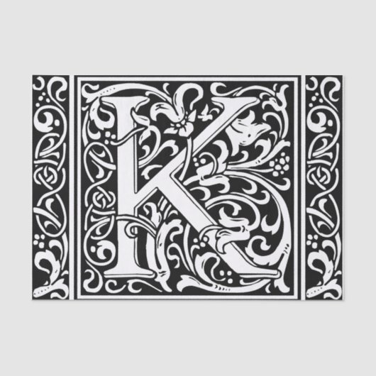 Letter K Medieval Monogram Art Nouveau Seidenpapier (Vorderseite)