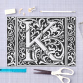 Letter K Medieval Monogram Art Nouveau Seidenpapier (Handwerk)