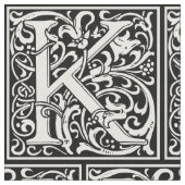 Letter K Medieval Monogram Art Nouveau Stoff (Nahaufnahme)