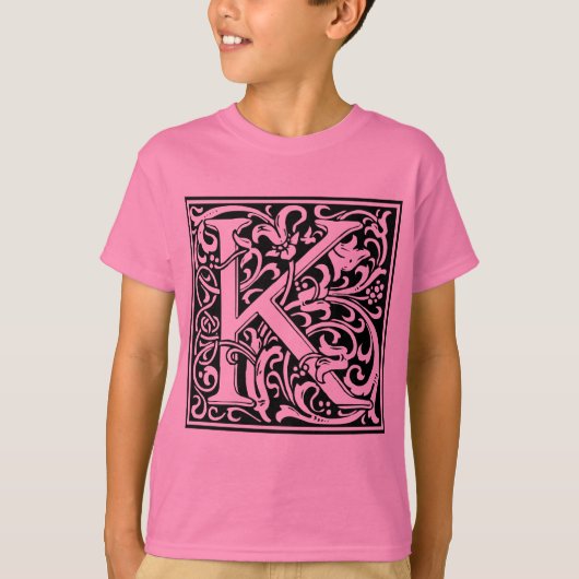 Letter K Medieval Monogram Art Nouveau T-Shirt (Vorderseite)