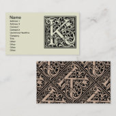 Letter K Medieval Monogram Art Nouveau Visitenkarte (Vorne/Hinten)