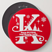 Letter K Monogram Anfangsname Familienname Gruß Button (Vorne & Hinten)