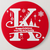 Letter K Monogram Anfangsname Familienname Gruß Button (Vorderseite)