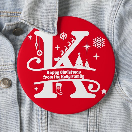 Letter K Monogram Anfangsname Familienname Gruß Button (Beispiel)