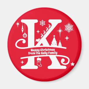 Letter K Monogram Anfangsname Familienname Gruß Magnet