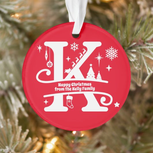 Letter K Monogram Anfangsname Familienname Gruß Ornament (Baum)