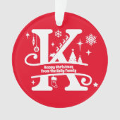 Letter K Monogram Anfangsname Familienname Gruß Ornament (Vorderseite)