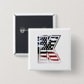 Letter K Monogram Initial USA Button (Vorne & Hinten)