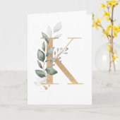 Letter K Monogram Karte (Gelbe Blume)