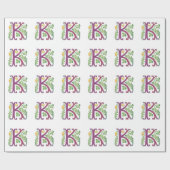 Letter K Monogram-Lilie Geschenkpapier (Flach)