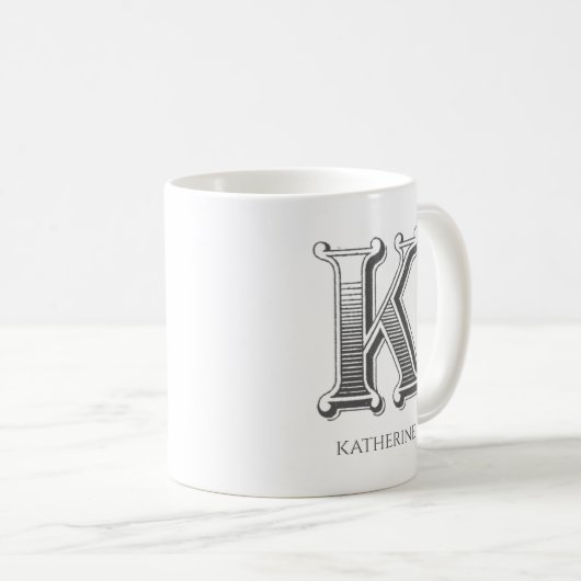 Letter K Monogram Modern Name Coffee Tasse (VorderseiteRechts)