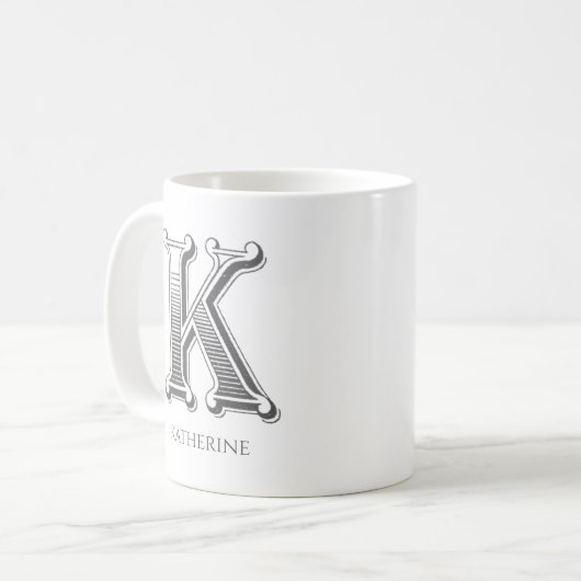 Letter K Monogram Modern Name Coffee Tasse (Vorderseite Links)