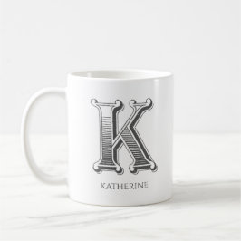 Letter K Monogram Modern Name Coffee Tasse