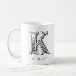 Letter K Monogram Modern Name Coffee Tasse