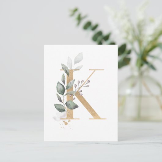 Letter K Monogram Postkarte (Stehend Vorderseite)