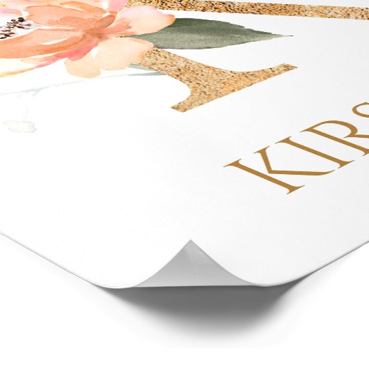 Letter K Monogram Rosa Kinderzimmer Poster (Ecke)