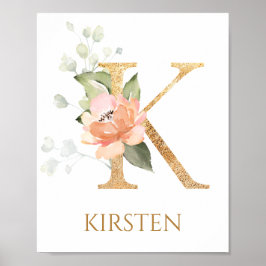 Letter K Monogram Rosa Kinderzimmer Poster