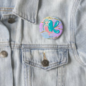 Letter K Monogram Watercolor Niedlich Mermaid Kind Button (Beispiel)
