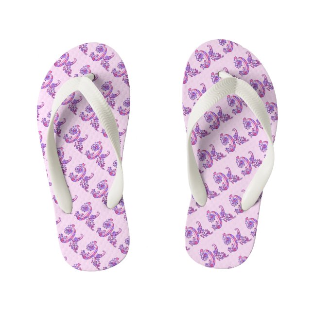 Letter K Monogramm Doodle Art Flip Flops Kinderbadesandalen (Fußbett)