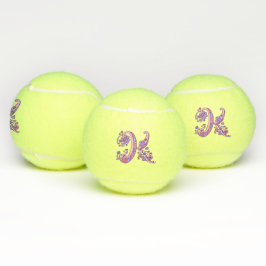 Letter-K-Monogramm-Girls personalisierte Doodart Tennisbälle