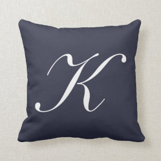Letter K Navy Blue Monogram Pilze Kissen