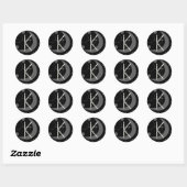 Letter K Rune Rune Monogram Geometric Moon Black Runder Aufkleber (Blatt)