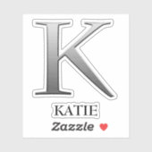 Letter k Two-Tone Silver Gray und Name Aufkleber (Blatt)