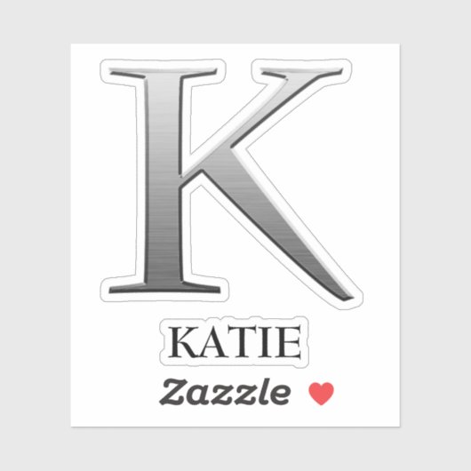 Letter k Two-Tone Silver Gray und Name Aufkleber (Blatt)