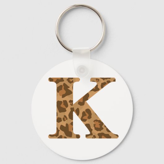 Letter K Vorname Monogram Erstleopard Print Schlüsselanhänger (Vorderseite)