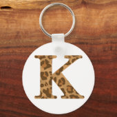 Letter K Vorname Monogram Erstleopard Print Schlüsselanhänger (Vorderseite)