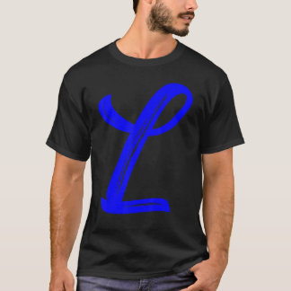 Letter L Alphabet Large Blue Graphal T-Shirt