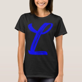 Letter L Alphabet Large Blue Graphal T-Shirt
