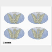 Letter L Angel Monogram Ovaler Aufkleber (Blatt)