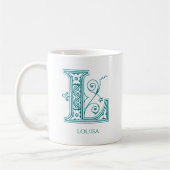 Letter L Aquamarin Monogram Modern Name Coffee Tas Kaffeetasse (Links)