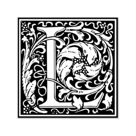 Letter L art nouveau black and white Tile Permastempel